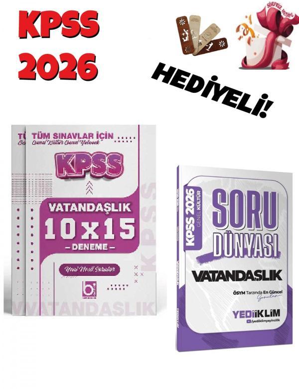 2026 KPSS Vatandaşlık Soru Dünyası ve Deneme Seti 2 Kitap Bigelio ve Yediiklim Yayınları - Bi bigelio - Image 1