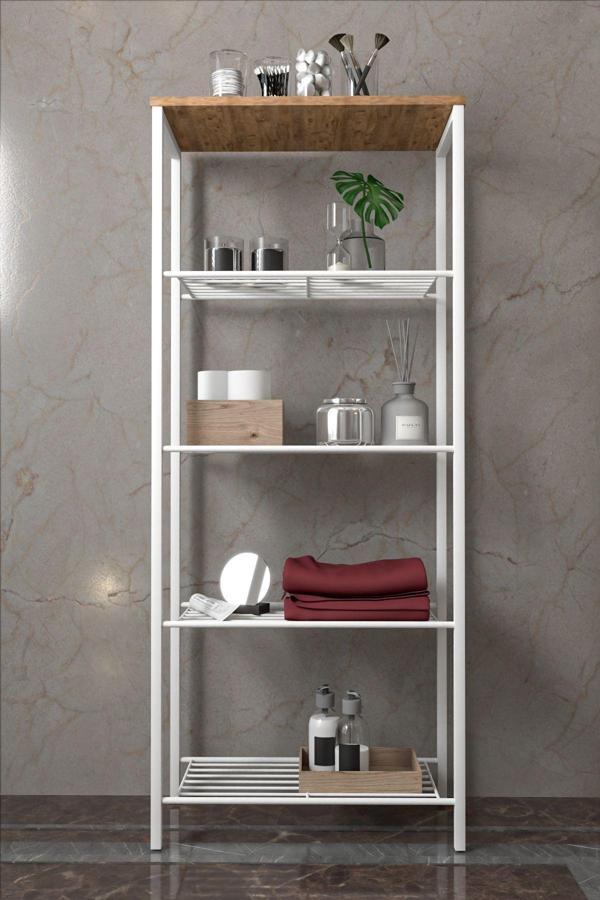 Retodesign Beyaz 63/30 Çok Amaçlı Raf, Mutfak Rafı , Banyo Düzenleyici Raf 1892B - Image 1