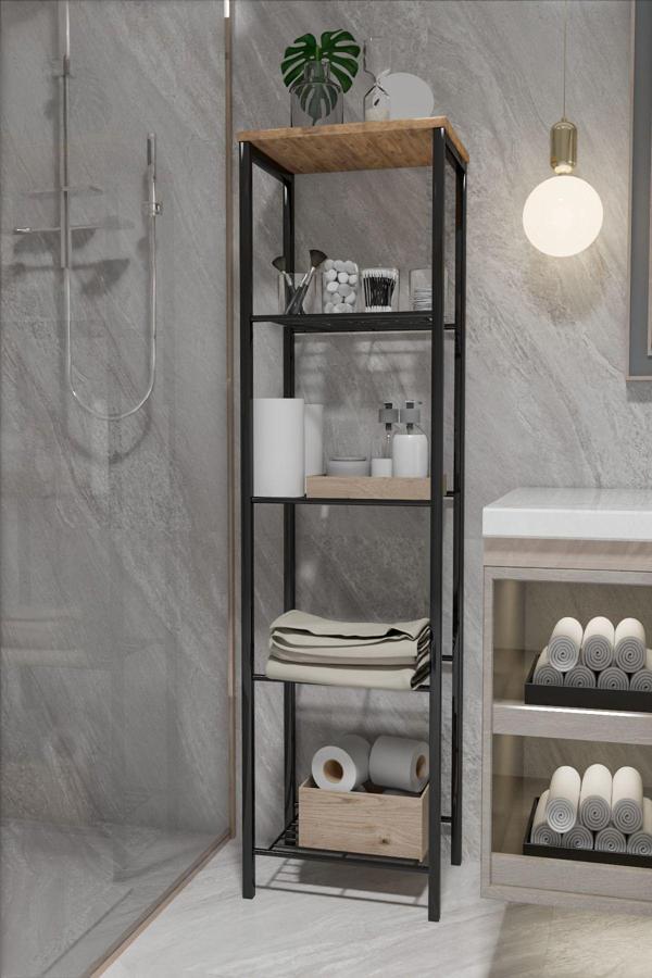 Retodesign Siyah 40 Cm.Çok Amaçlı Raf, Mutfak Rafı , Banyo Düzenleyici Raf 1893S - Image 1