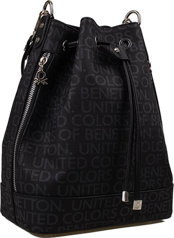 Benetton Siyah Monogram Eskitme Kadın Kol Çantası BNT 1313 - Image 1