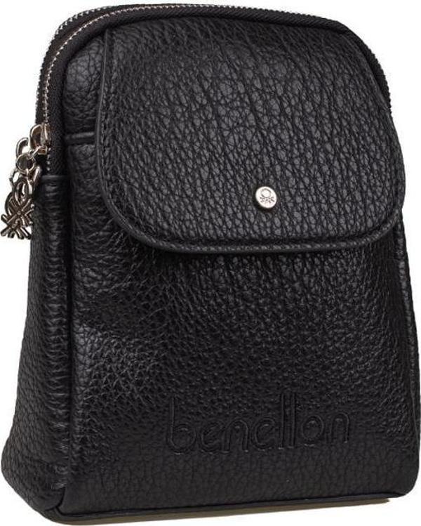 Benetton Siyah Soft Line Deri Kadın Kol Çantası BNT 1479 - Image 1