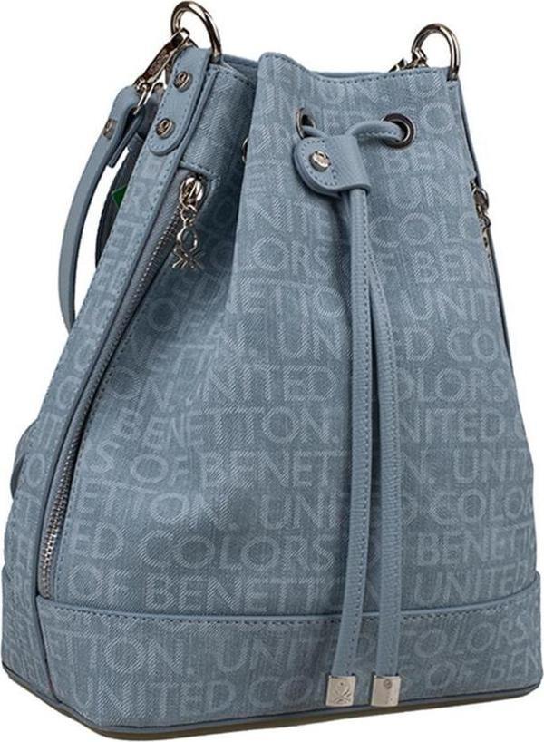 Benetton Mavi Monogram Eskitme Kadın Kol Çantası BNT 1313 - Image 1