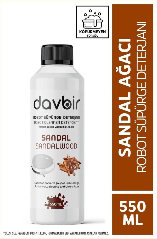 Davbir Sandal Ağacı Kokulu Akıllı Robot Süpürge Deterjanı, Sprey Mop Deterjanı, Yüzey Temizleyici 550Ml - Image 1