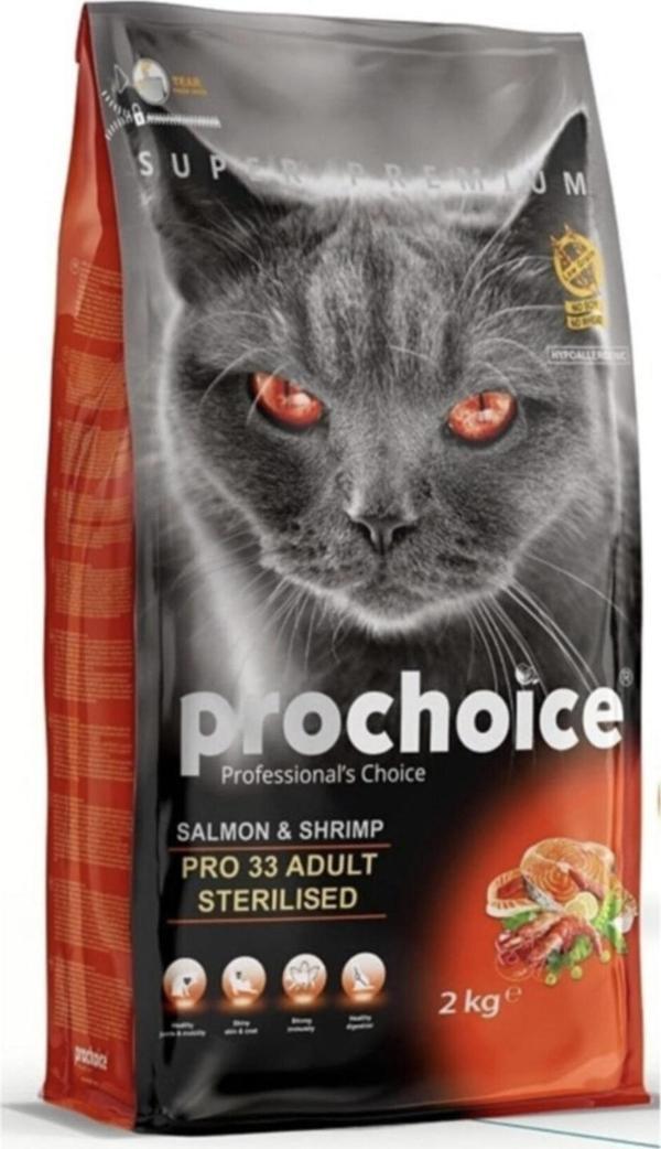 Pro Choice 33 Adult Salmon - Shrimp Somonlu ve Karidesli Kısırlaştırılmış Kedi Maması 15kg - Image 1