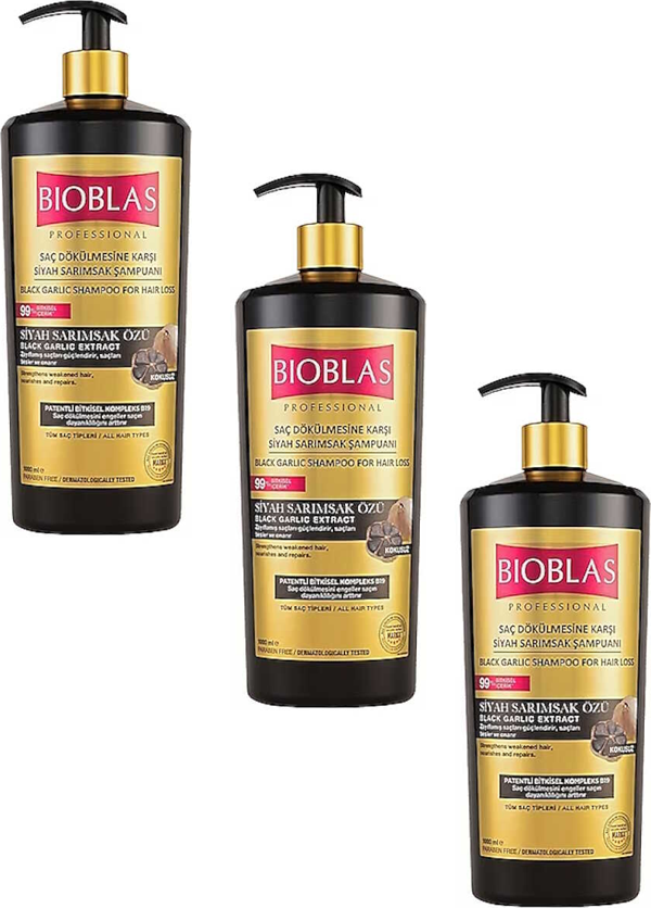 Bioblas Saç Dökülmesine Karşı Siyah Sarımsak Şampuanı 1000 ml x 3 Adet - Image 1