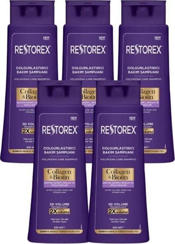 Restorex Collagen&biotin Dolgunlaştırıcı Şampuan 500 ml 5 Adet Collagen 500 - Image 1