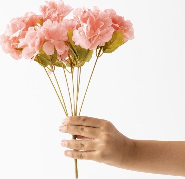 Yapay Ortanca Çiçeği 35 Cm 7 Dal Pembe - Image 1
