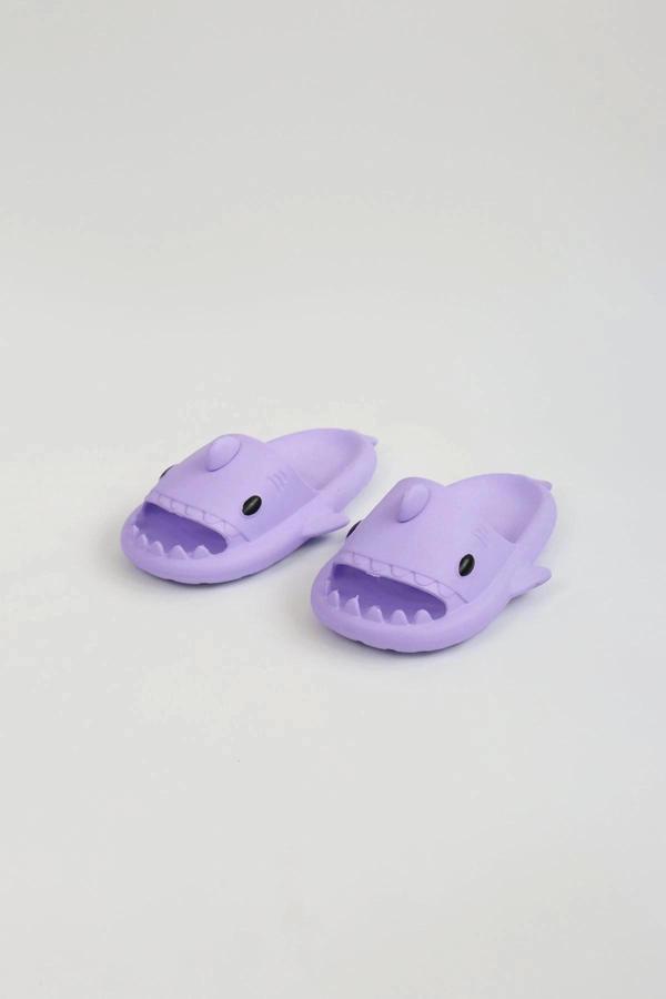 WG500 Köpekbalığı Mor Unisex Tam Ortopedik Terlik Shark Slides - Image 1