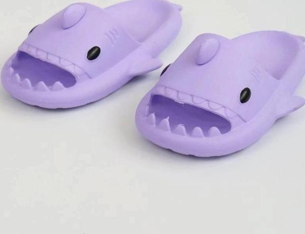 WG500 Köpekbalığı Mor Unisex Tam Ortopedik Terlik Shark Slides - Image 1