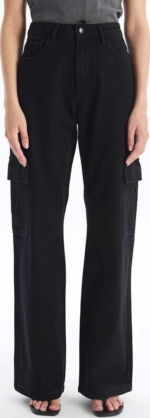 Kargo cep jeans pantolon siyah - Image 1