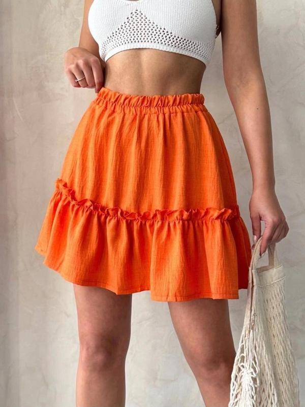 Çingene keten etek turuncu s24808 - Image 1