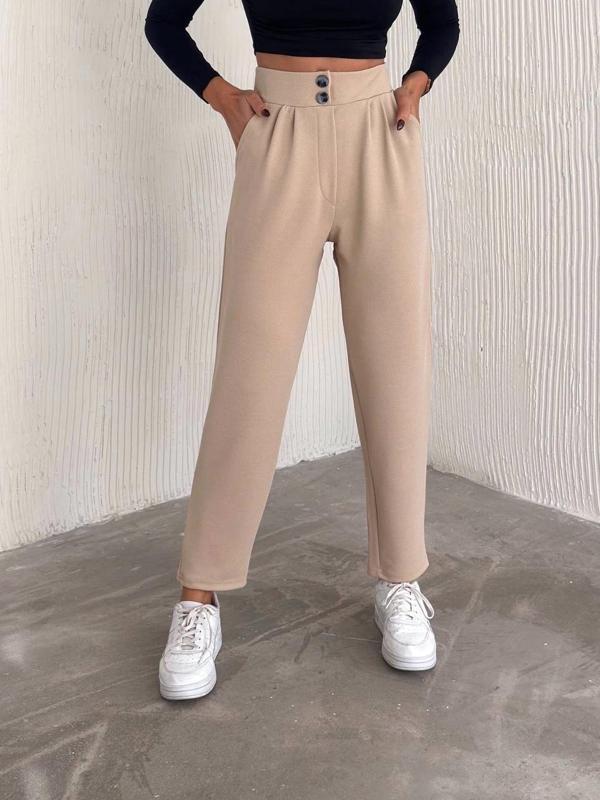 örme krep pantolon çift düğmeli - Image 1