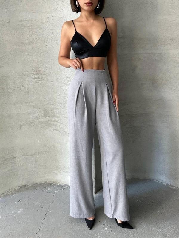 Pileli keten pantolon s255046 - Image 1