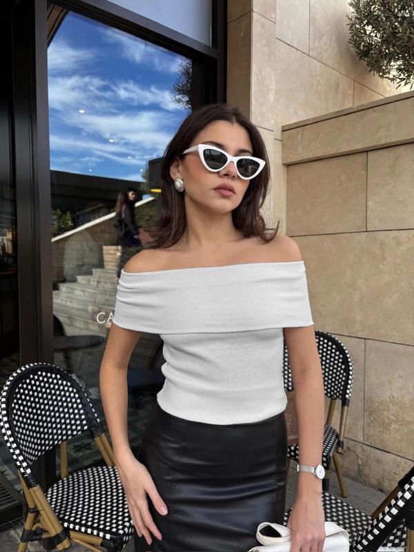 Madonna yaka sıfır kol bluz Gri - Image 1