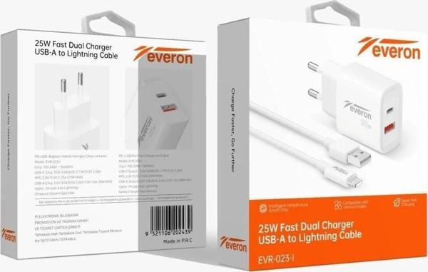 25W PD-Usb  Şarj Başlığı ve Lightning kablo Evr-023-ı - Image 1