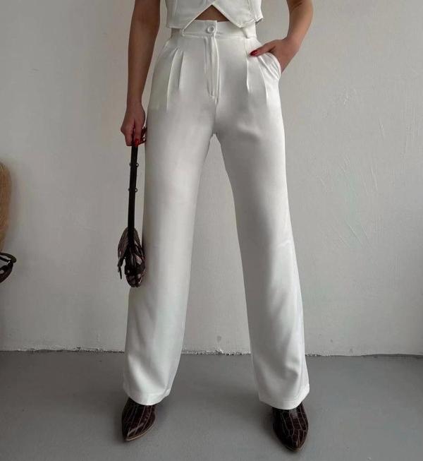Palazzo pantolon beyaz s23211 - Image 1
