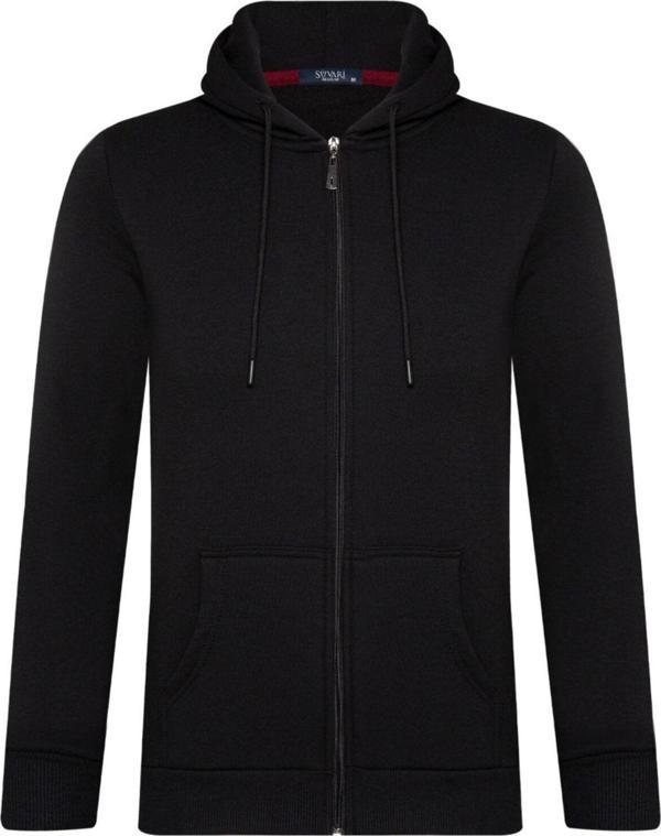 Lacivert 3 Iplik Kapüşonlu Fermuarlı Sweat Hırka - Image 1
