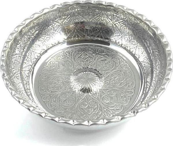 El İşlemeli Alüminyum Hamam Tası Gri - Image 1