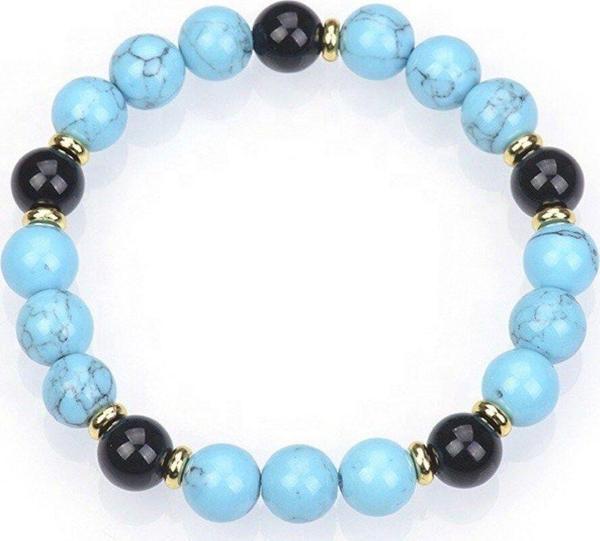 Mavera Doğaltaş Obsidyen & Turkuaz Doğal Taş Bileklik 8Mm - Image 1