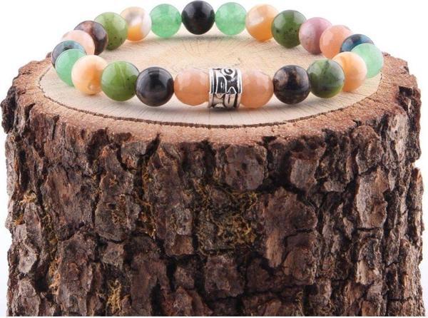 Mavera Doğaltaş Özel Tasarım 8 Mm Bileklik Güneş Taşı - Rodonit - Yeşim - Sedef - Aventurin - Krizokol - Image 1
