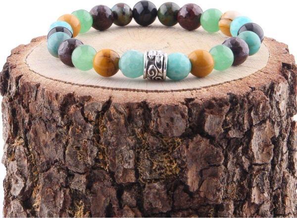 Mavera Doğaltaş Özel Tasarım 8 Mm Bileklik Güneş Taşı -Amazonit - Jasper - Aventurin - Lal -- Göz Akik - - Image 1