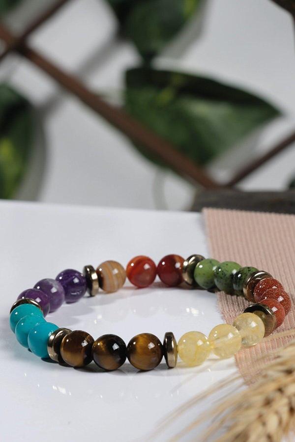 Mavera Doğaltaş Turkuaz Yeşim Akik Dönüşümlü Sitrin Doğal Taş Bileklik 8 Mm - Image 1