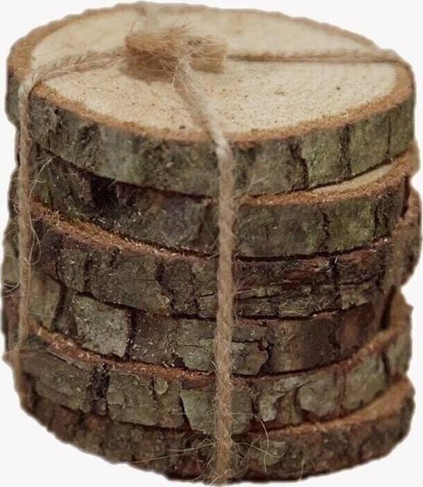 Teknoair Ahşap Kütük Mum Ve Bardak Altlığı 6 Lı - Image 1