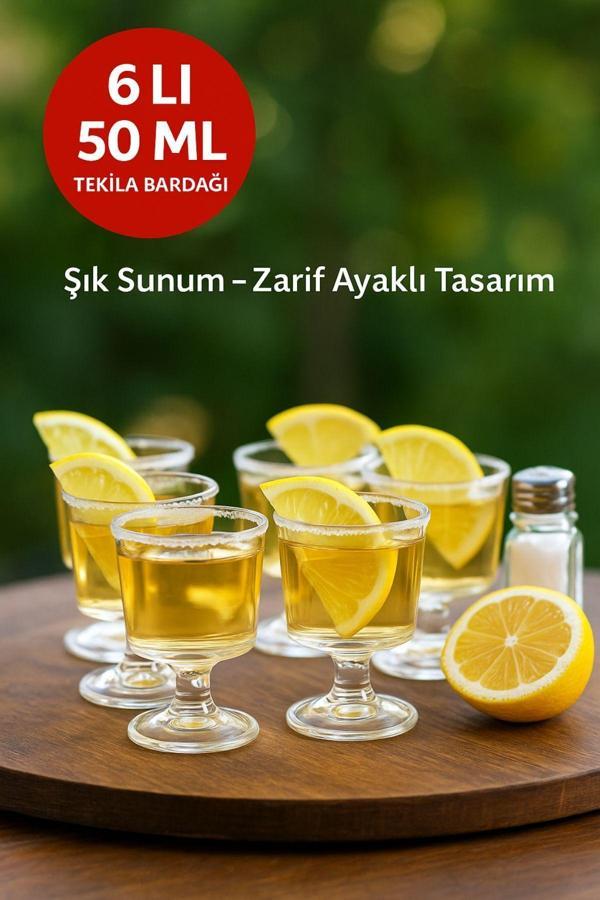 6 Adet Şık Ayaklı 50 ML Tekila & Tatlı Bardağı - Image 1