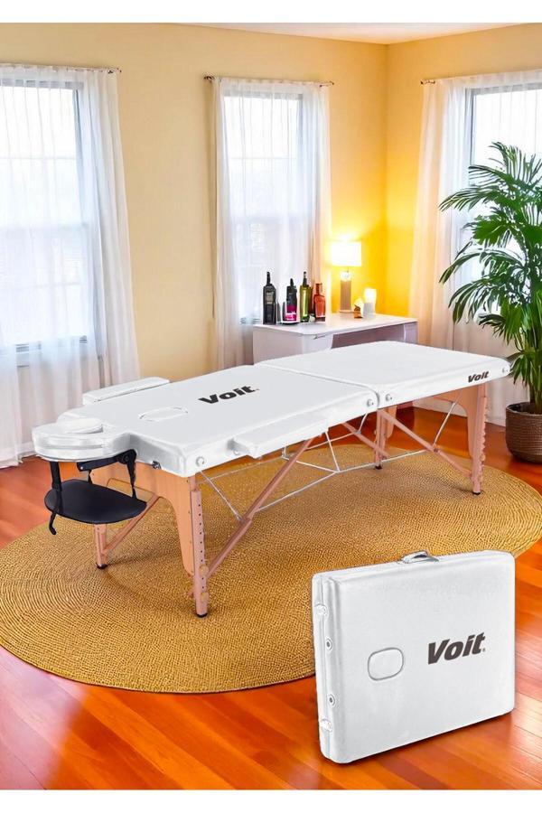 Voit 55003 Beyaz Çanta Şeklinde Katlanabilir Masaj Masası Kılıf Hediyeli - Image 1