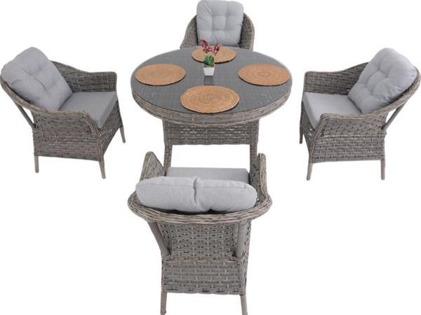 Spark Nova 110 cm Rattan Yuvarlak Minderli Bahçe Masa Takımı  - Image 1
