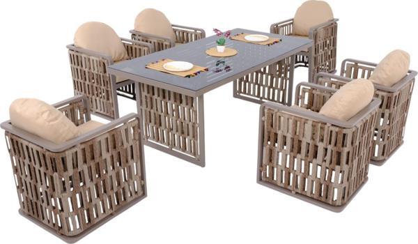 Talia | Rattan Bahçe Masa Takımı | 100X200 6 Kişilik Bahçe Mobilyası - Image 1
