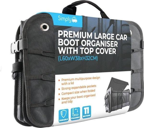 Simply Brands Premium Üst Kapakli Büyük Araba Bagaj Düzenleyici - Image 1