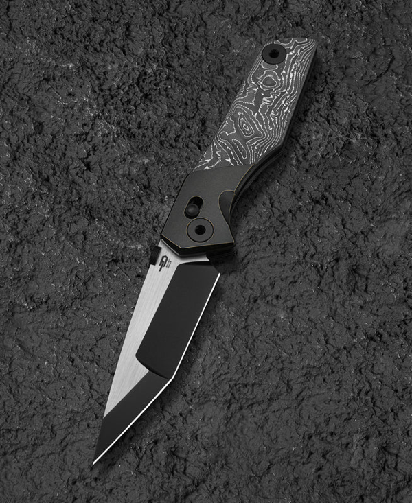 BESTECH CETUS BT2304C Siyah Bronz Titanyum Karbon Fiber Kakma Sap Siyah PVD Yatay Saten M390 Çakı - Image 1