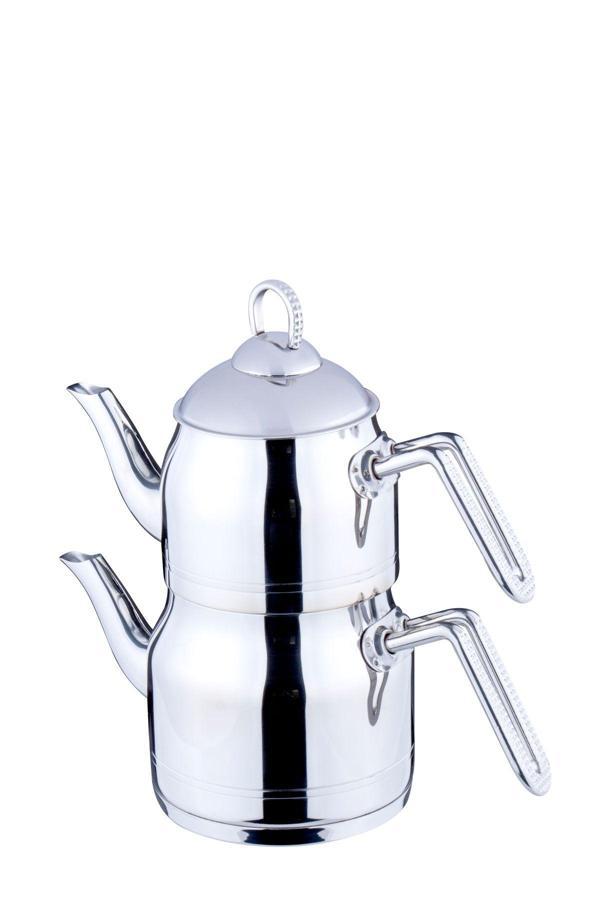 FMS Daisy Paslanmaz Çelik Kendinden Süzgeçli Çaydanlık Mini Metal - Image 1