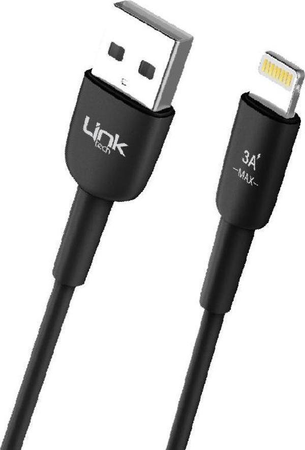 Linktech K601 Safe USB - iPh Lightning 3A Data ve Şarj Kablosu 1mt Siyah - Image 1