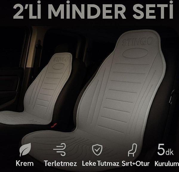 2'li Minder Seti Koltuk Koruyucu Universal Gri Renk Terletmez Leke Tutmaz - Image 1