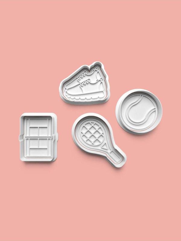 Aktastore Tenis Kurabiye Kalıbı Ve Şeker Hamuru Kalıbı 4'Lü Set - Image 1