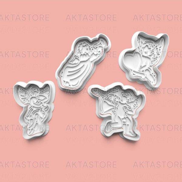Aktastore Melek Figürlü Kurabiye Kalıbı Ve Şeker Hamuru Kalıbı 4'Lü Set - Image 1