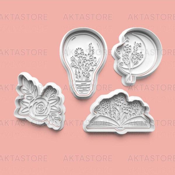 Aktastore Çiçekler Kurabiye Kalıbı Ve Şeker Hamuru Kalıbı 4'Lü Set - Image 1