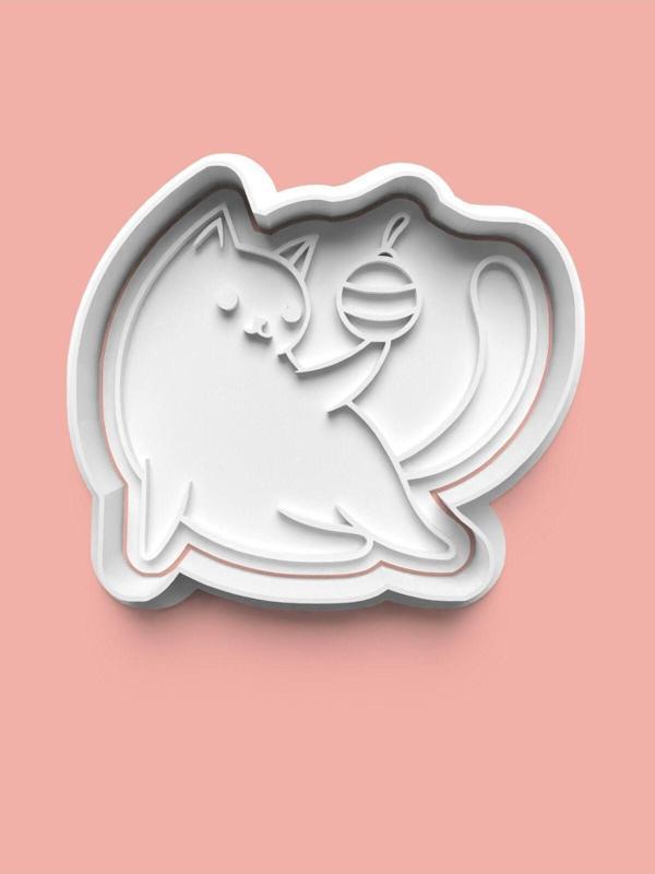 Aktastore Oyuncak Oynayan Kedicik Figürü Kurabiye Kalıbı Ve Şeker Hamuru Kalıbı - Image 1