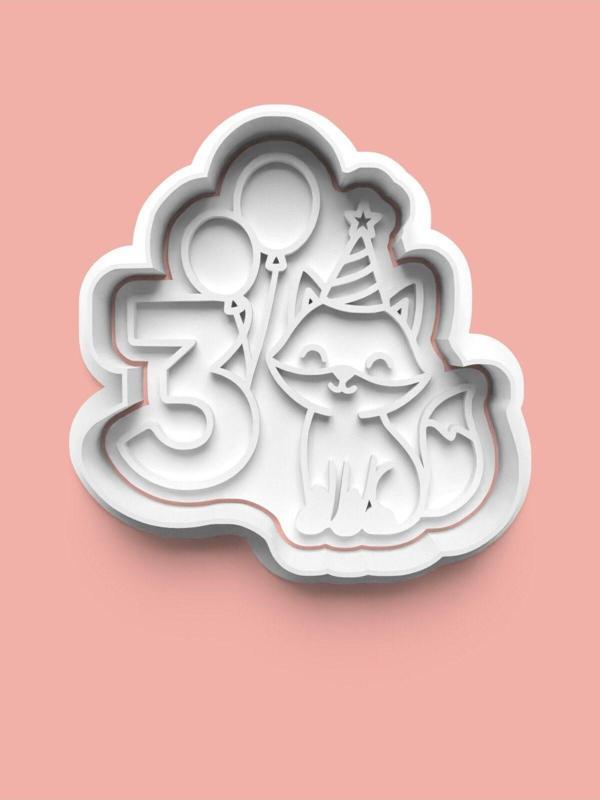 Aktastore Üç Yaş Doğum Günü Kurabiye Kalıbı Ve Şeker Hamuru Kalıbı - 3 Rakamı - Image 1