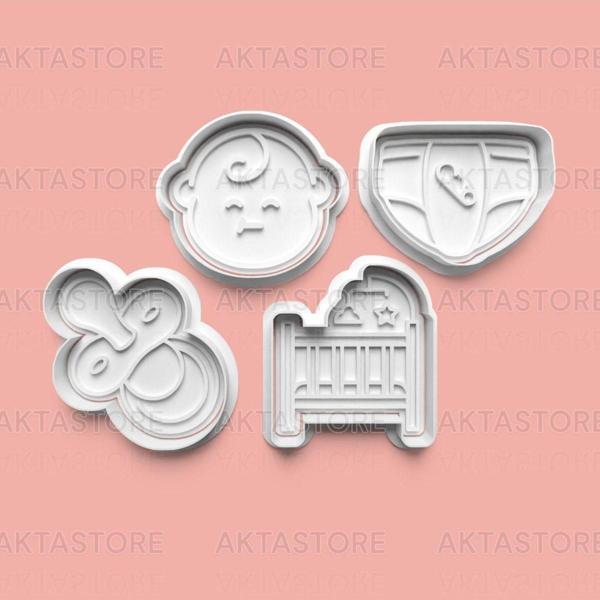 Aktastore Bebek Figürlü Kurabiye Kalıbı Ve Şeker Hamuru Kalıbı 4'Lü Set - Image 1