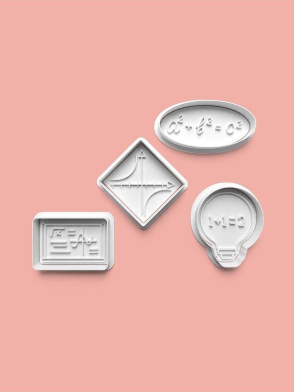 Aktastore Matematik Teması Kurabiye Kalıbı Ve Şeker Hamuru Kalıbı 4'Lü Set - Image 1