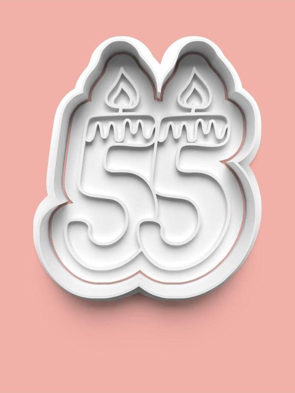 Aktastore Mum Figürlü Elli Beş Rakamı Kurabiye Kalıbı Ve Şeker Hamuru Kalıbı - 55 Numara - Image 1