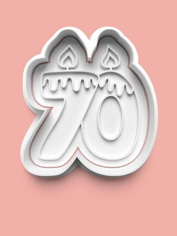 Aktastore Mum Figürlü Yetmiş Rakamı Kurabiye Kalıbı Ve Şeker Hamuru Kalıbı - 70 Numara - Image 1