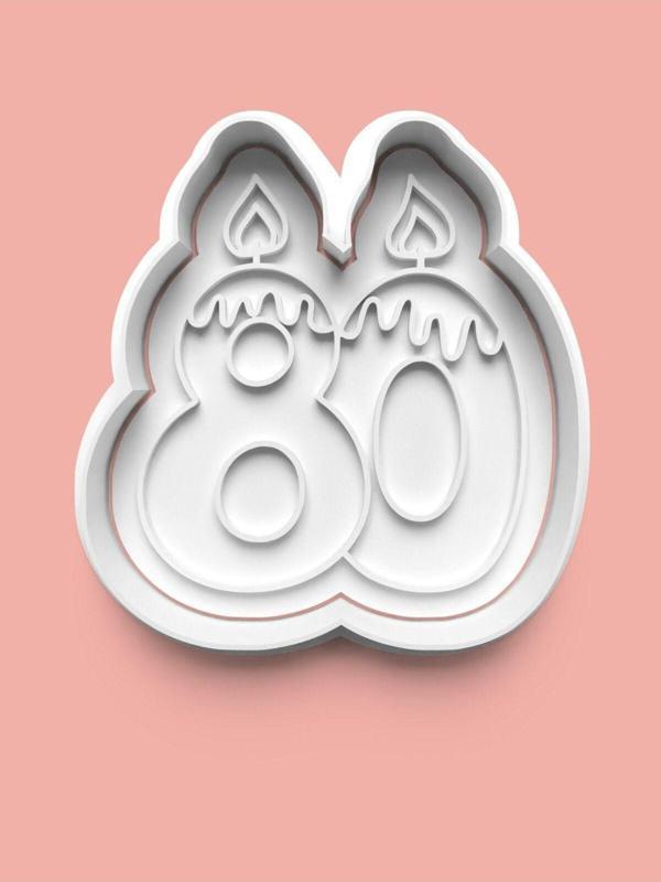 Aktastore Mum Figürlü Seksen Rakamı Kurabiye Kalıbı Ve Şeker Hamuru Kalıbı - 80 Numara - Image 1