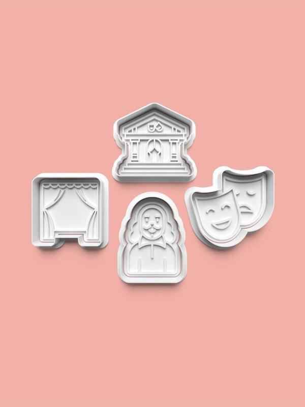 Aktastore Tiyatro Kurabiye Kalıbı Ve Şeker Hamuru Kalıbı 4'Lü Set - Image 1