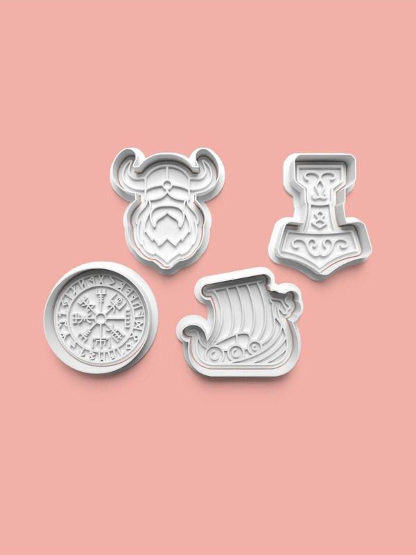 Aktastore Viking Kurabiye Kalıbı Ve Şeker Hamuru Kalıbı 4'Lü Set - Image 1