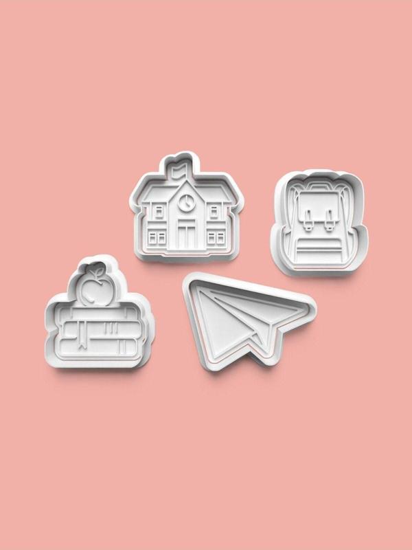 Aktastore Okul Teması Kurabiye Kalıbı Ve Şeker Hamuru Kalıbı 4'Lü Set - Image 1