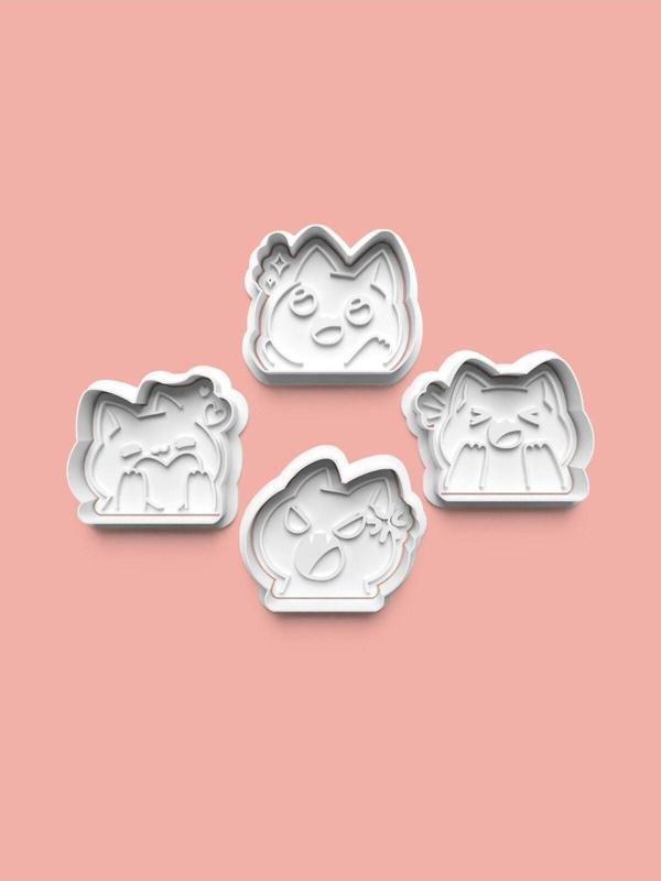 Aktastore Düşünceli Kedi Kurabiye Kalıbı Ve Şeker Hamuru Kalıbı 4'Lü Set - Image 1